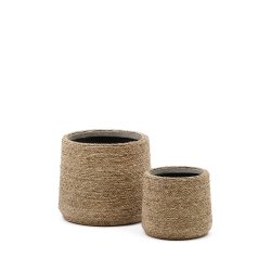 Sigal set of 2 cement plant pots in a natural finish, Ø 24 cm / 31 cm