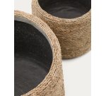 Ensemble Sigal de 2 cache-pots en ciment finition naturelle Ø 24 cm / 31 cm