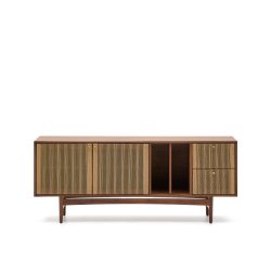 Elan sideboard 2 doors and 2 drawers veneer and solid walnut and cord 180x73cm FSC Mix Credit