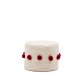 Pouf Manua en coton beige avec pompons rouges Ø 40 cm