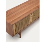 Meuble TV Elan 3 portes en placage et bois de noyer et corde 200 x 50 cm