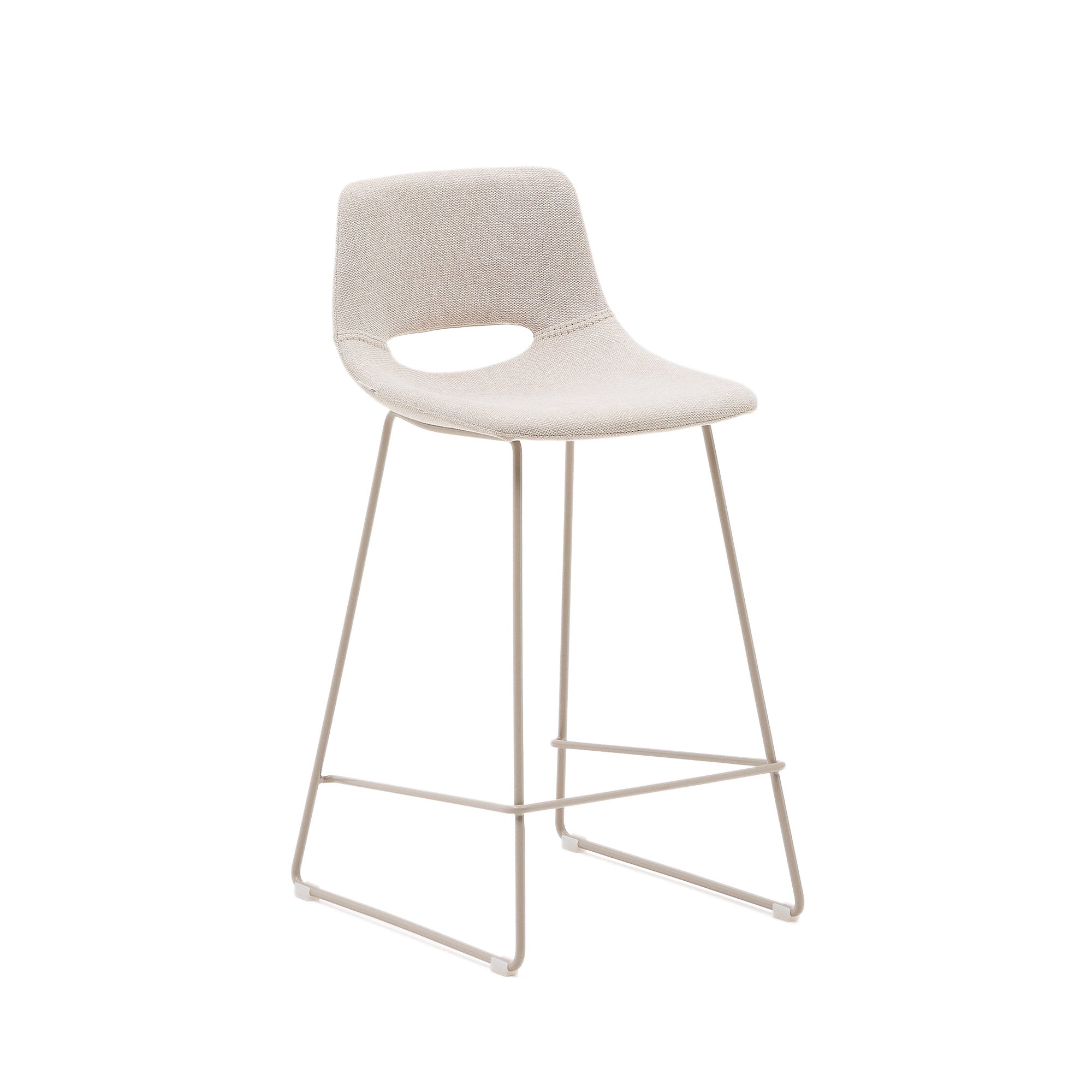 Zahara beige stool with steel in a beige finish, height 65 cm