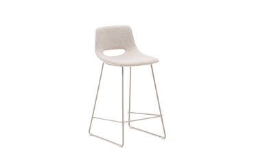 Taburete Zahara beige y acero con acabado beige altura 65 cm