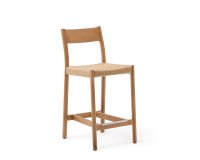 Taburete Yalia respaldo madera maciza roble acabado natural y asiento cuerda 65cm FSC 100%