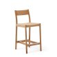 Yalia stool with a backrest in solid oak wood in a natural finish,and rope cord seat, 65 cm 100% FSC