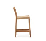 Tabouret Yalia dossier en bois de chêne finition naturelle et assise en corde 65 cm