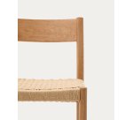 Tabouret Yalia dossier en bois de chêne finition naturelle et assise en corde 65 cm