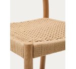 Tabouret Yalia dossier en bois de chêne finition naturelle et assise en corde 65 cm