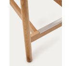 Tabouret Yalia dossier en bois de chêne finition naturelle et assise en corde 65 cm