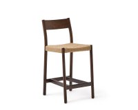 Taburete Yalia respaldo madera maciza roble acabado nogal y asiento de cuerda 65cm FSC100%