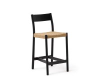 Taburete Yalia respaldo madera maciza roble acabado negro y asiento de cuerda 65cm FSC100%