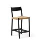 Yalia stool with a backrest in solid oak wood in a black finish, and rope cord seat, 65 cm 100% FSC