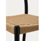 Tabouret Yalia dossier en bois de chêne finition noire et assise en corde 65 cm