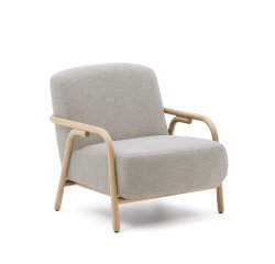 Butaca Sylo beige y madera maciza de fresno FSC 100%