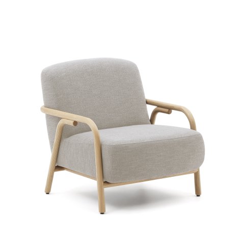 Sylo beige armchair made from solid ash wood, 100% FSC