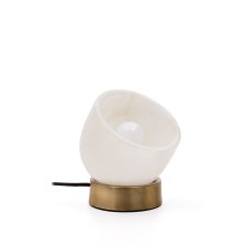 Lampe de table Shenli en albâtre et métal finition laiton