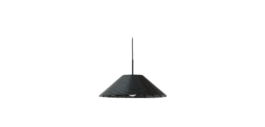 Abat-jour pour plafonnier extérieur Saranella en rotin synthétique noir Ø 50 cm