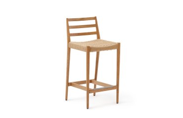 Taburete Analy respaldo madera maciza roble acabado natural y asiento cuerda 70cm FSC 100%