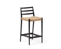 Taburete Analy respaldo madera maciza roble acabado negro y asiento de cuerda 70cm FSC100%