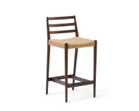 Taburete Analy respaldo madera maciza roble acabado nogal y asiento de cuerda 70cm FSC100%