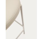 Tabouret Eamy en cuir synthétique beige, placage de frêne avec finition naturelle et métal