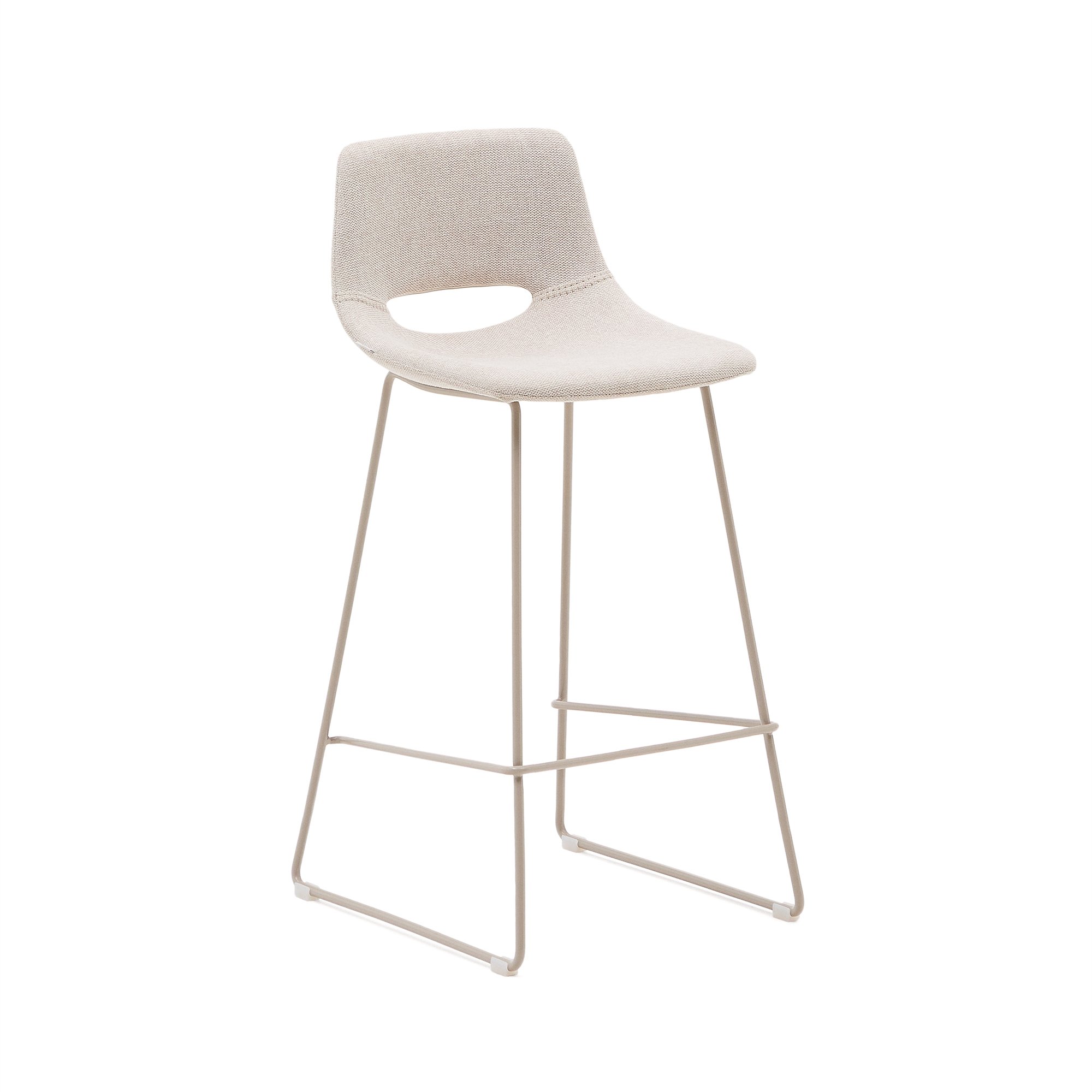 DE_Tabouret Zahara beige et acier beige hauteur 76 cm