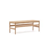 Banc Zaide en bois de chêne finition naturelle et assise en corde 120 cm