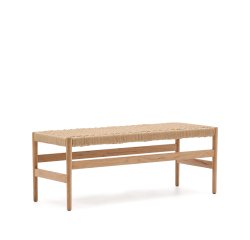 Banc Zaide aus Eichenholz mit natürlicher Oberflächenbehandlung und einer Sitzfläche aus Kordel 120 cm