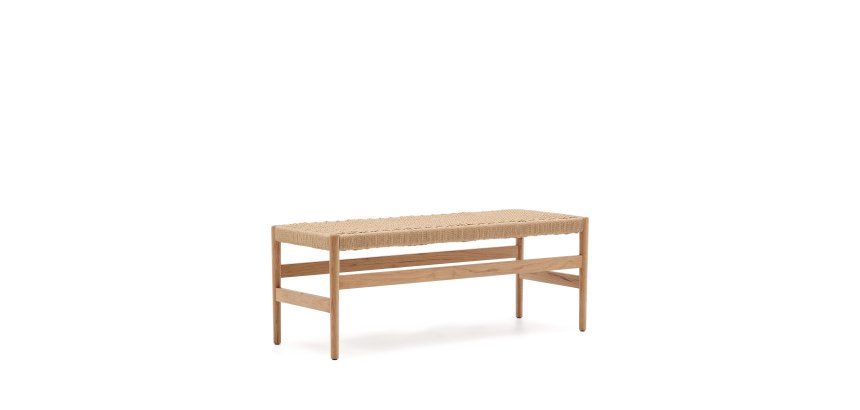 Banc Zaide en bois de chêne finition naturelle et assise en corde 120 cm