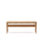 Banc Zaide en bois de chêne finition naturelle et assise en corde 120 cm