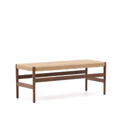 Zaide bench in oak wood with walnut finish and 120 cm rope seat