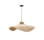 Lampe de plafond Albenya en fibres naturelles et coton, finition naturelle et blanche Ø 90 cm