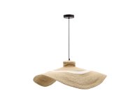 Lampe de plafond Albenya en fibres naturelles et coton, finition naturelle et blanche Ø 90 cm