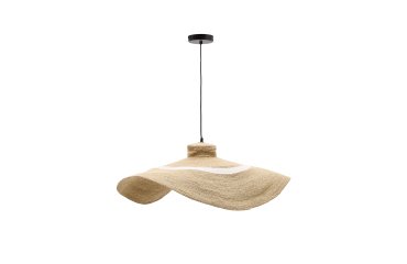 Lampe de plafond Albenya en fibres naturelles et coton, finition naturelle et blanche Ø 90 cm