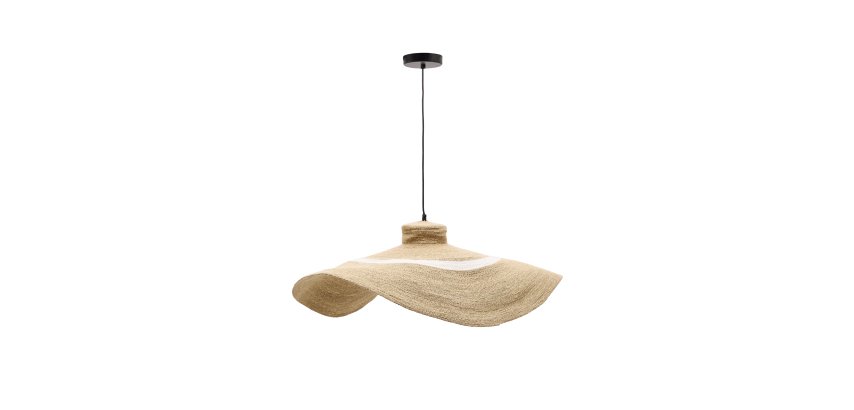 Lampe de plafond Albenya en fibres naturelles et coton, finition naturelle et blanche Ø 90 cm