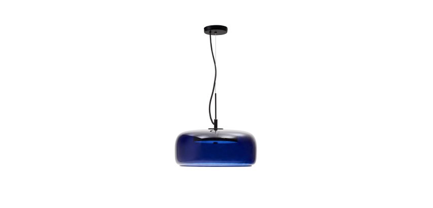 Reig blue glass ceiling lamp, Ø 38 cm