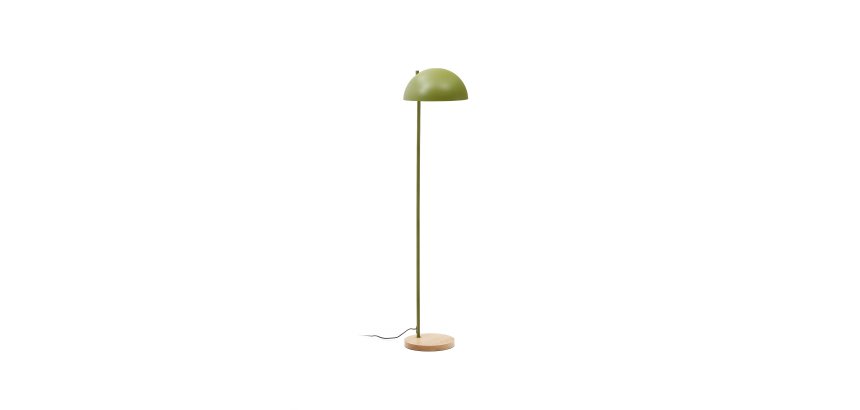 Lampe sur pied Catlar en frêne et métal avec finition verte