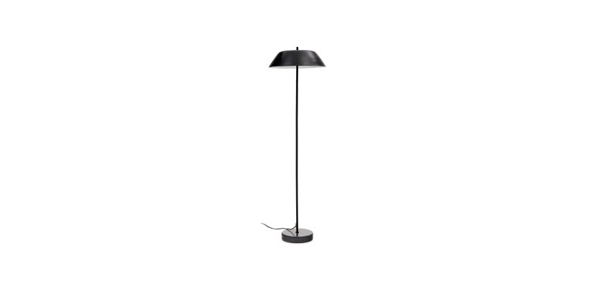 Lampadaire Sayra en marbre noir et métal peint noir