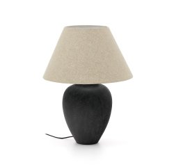 Lámpara de mesa Mercadal de cerámica con acabado negro