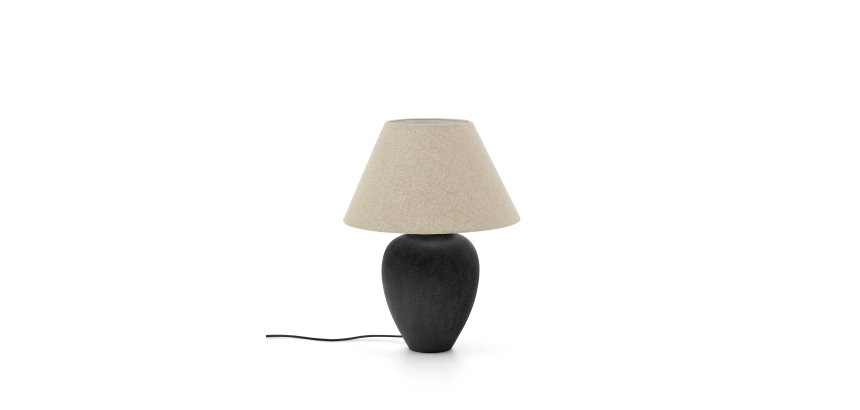Lámpara de mesa Mercadal de cerámica con acabado negro