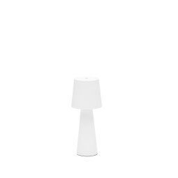 DE_Petite lampe de table extérieure Arenys en métal avec finition blanche