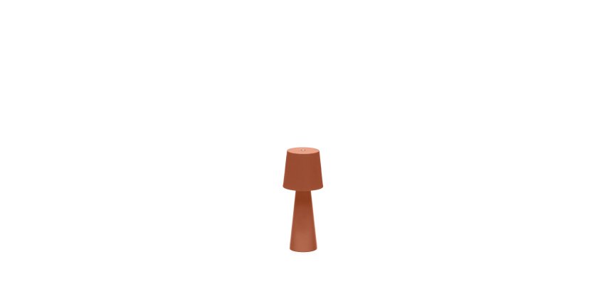 Arenys small outdoor metal table lamp in a terracotta painted finish