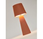 Arenys small outdoor metal table lamp in a terracotta painted finish