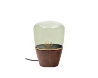 DE_Lampe de table Silex en placage de noyer et verre vert