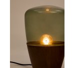 Lampe de table Silex en placage de noyer et verre vert