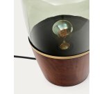 Lampe de table Silex en placage de noyer et verre vert