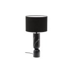 Lampe de table Vex en marbre noir et abat-jour en lin noir.