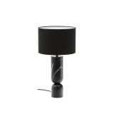 Vex table lamp in black marble with a black linen shade