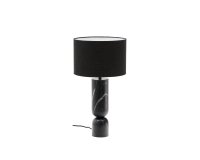 DE_Lampe de table Vex en marbre noir et abat-jour en lin noir.