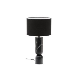 Vex table lamp in black marble with a black linen shade